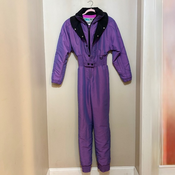 Nils Vintage Retro 80’s One Piece Ski Snow Suit Metallic Purple Womens US Size 6 - Picture 1 of 6